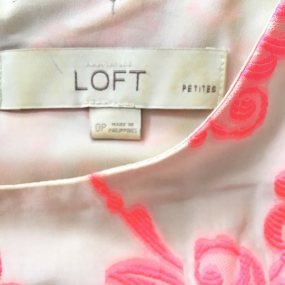 LOFT Floral Hot Pink & Grey/taupe Dress - Picture 5 of 5